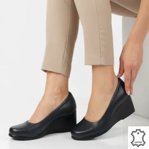 Pantofi cu platforma piele naturala Lazura Navy
