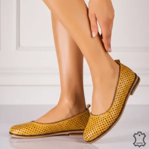Balerini piele naturala Nerisa Mustard