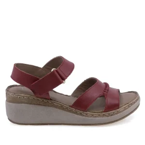 Sandale dama casual Anna Viotti piele naturala D200-68411 rosii